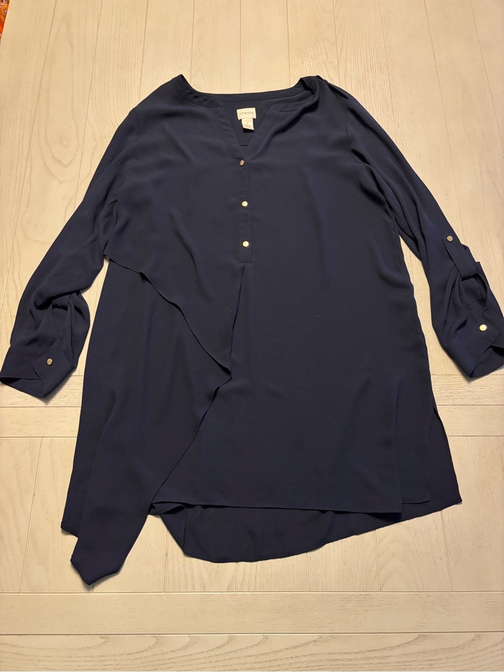 Chico’s size 1 asymmetrical blouse